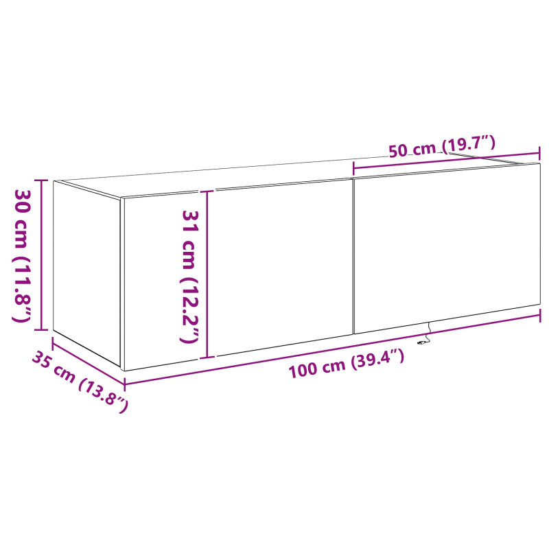 Szafka pod telewizor 2 pcs Stare drewno 100 x 35 x 31 cm