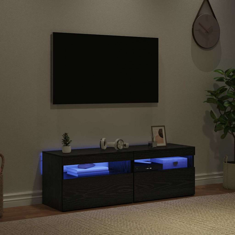 Szafka pod telewizor 2 pcs Czarny Dąb 60 x 35 x 40 cm