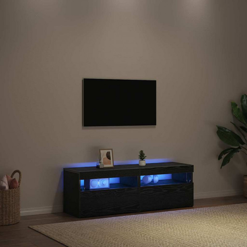 Szafka pod telewizor 2 pcs Czarny Dąb 60 x 35 x 40 cm