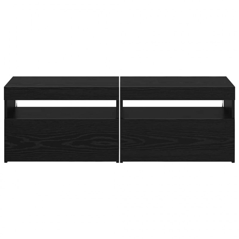 Szafka pod telewizor 2 pcs Czarny Dąb 60 x 35 x 40 cm
