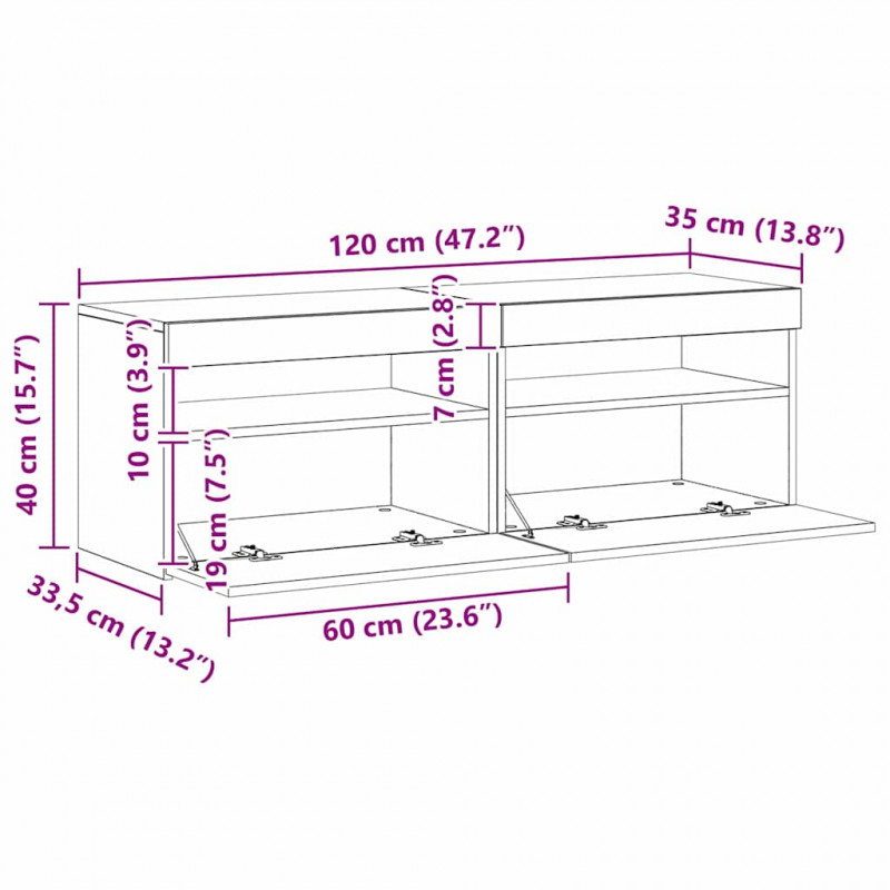 Szafka pod telewizor 2 pcs Czarny Dąb 60 x 35 x 40 cm