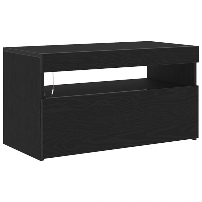 Szafka pod telewizor Ze LED Lights Czarny Dąb 75 x 35 x 40 cm