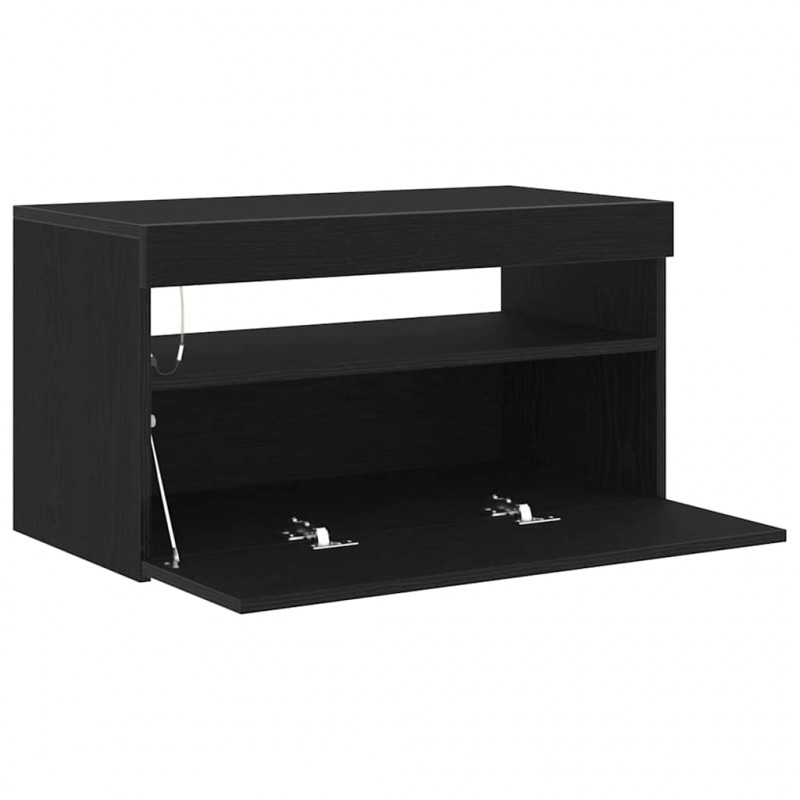 Szafka pod telewizor Ze LED Lights Czarny Dąb 75 x 35 x 40 cm
