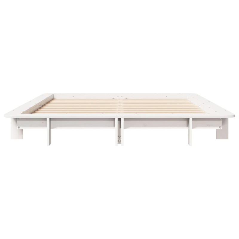 Rama łóżka bez materaca, biała, 150x200 cm, lite drewno sosnowe