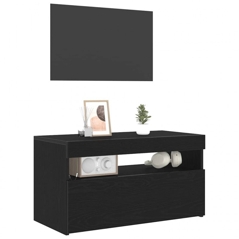 Szafka pod telewizor 2 pcs Czarny Dąb 75 x 35 x 40 cm