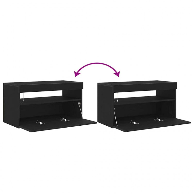 Szafka pod telewizor 2 pcs Czarny Dąb 75 x 35 x 40 cm
