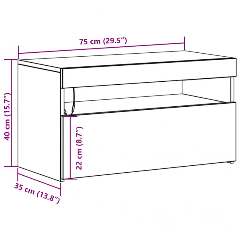 Szafka pod telewizor 2 pcs Czarny Dąb 75 x 35 x 40 cm