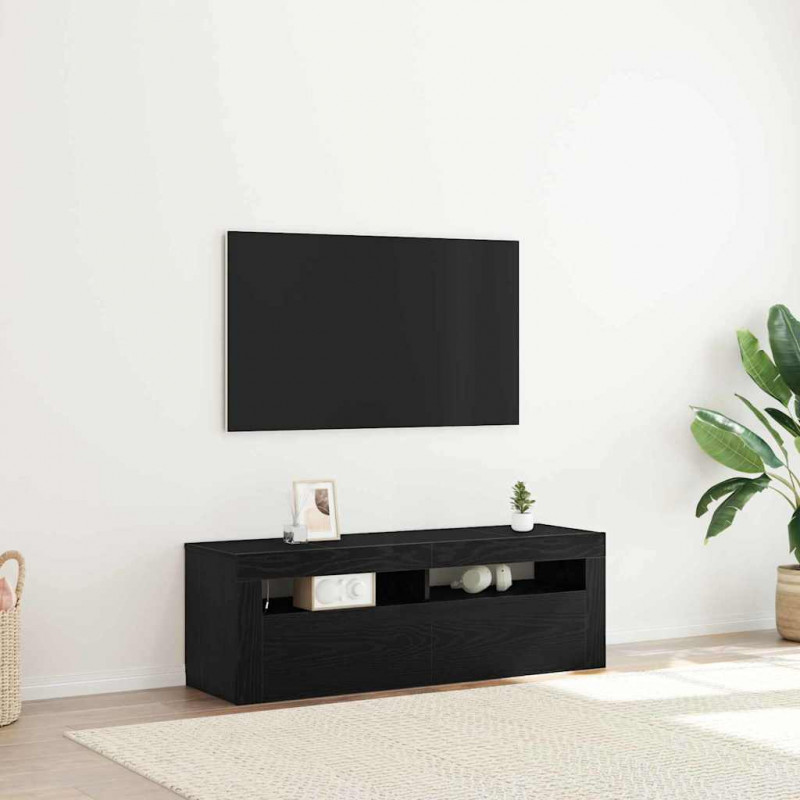 Szafka pod telewizor Ze LED Lights Czarny Dąb 120 x 35 x 40 cm