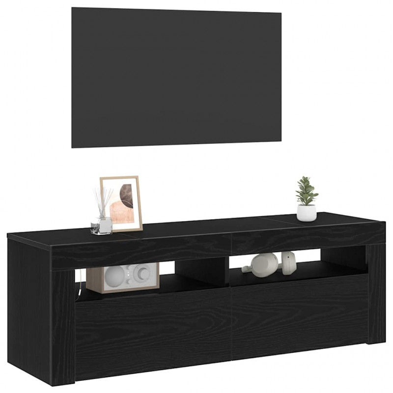 Szafka pod telewizor Ze LED Lights Czarny Dąb 120 x 35 x 40 cm