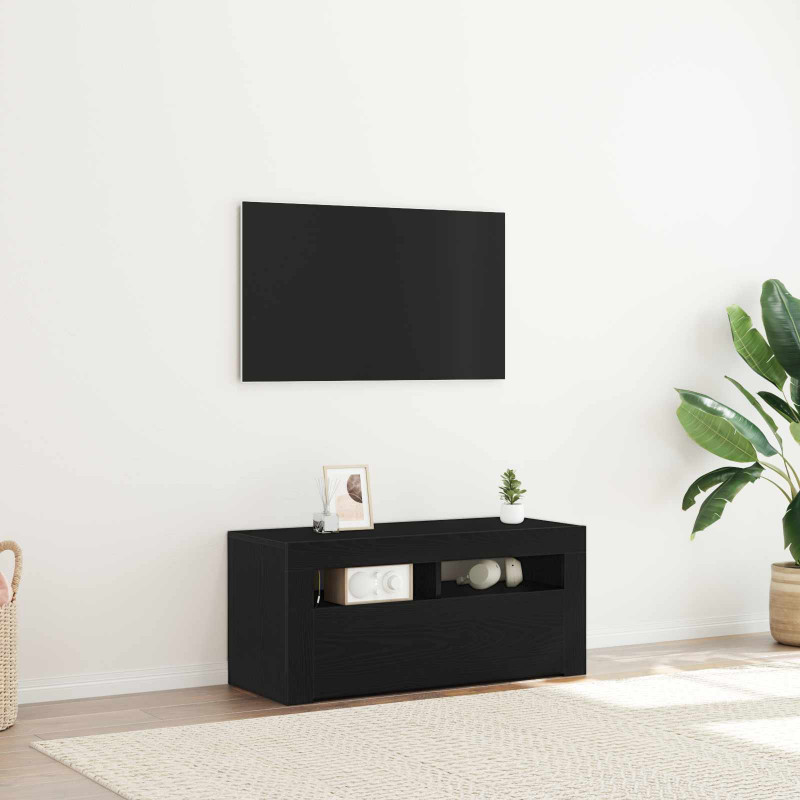 Szafka pod telewizor Ze LED Lights Czarny Dąb 90 x 35 x 40 cm