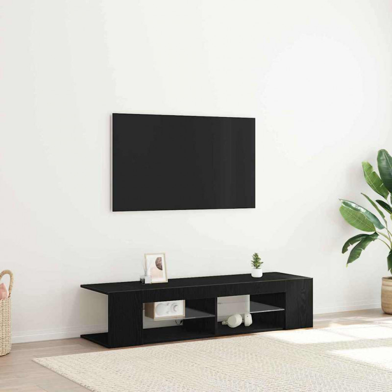 Szafka pod telewizor Ze LED Lights Czarny Dąb 135 x 39 x 30 cm