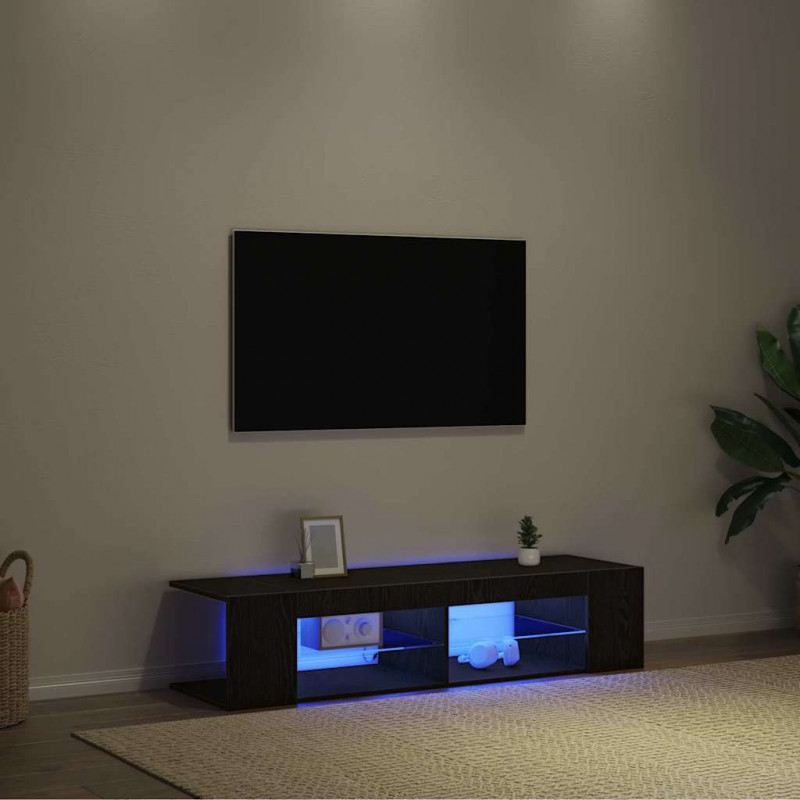 Szafka pod telewizor Ze LED Lights Czarny Dąb 135 x 39 x 30 cm