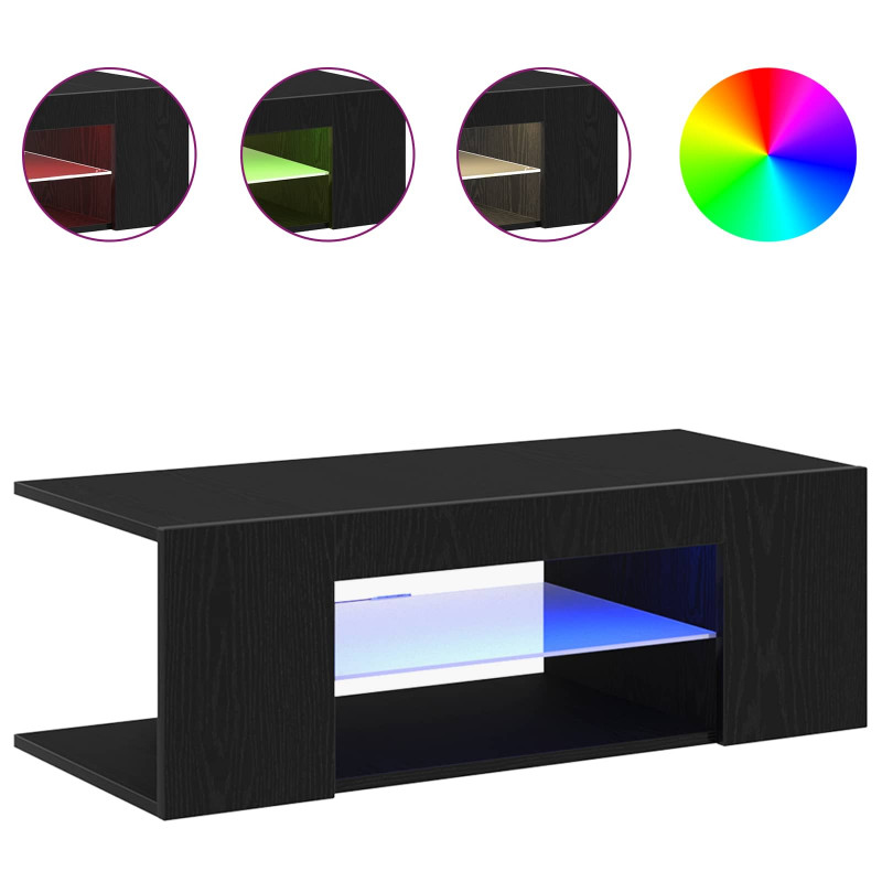 Szafka pod telewizor Ze LED Lights Czarny Dąb 90 x 39 x 30 cm