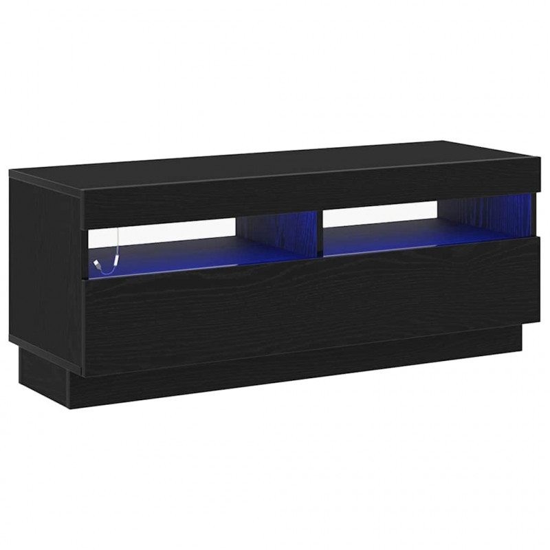 Szafka pod telewizor Ze LED Lights Czarny Dąb 100 x 35 x 40 cm