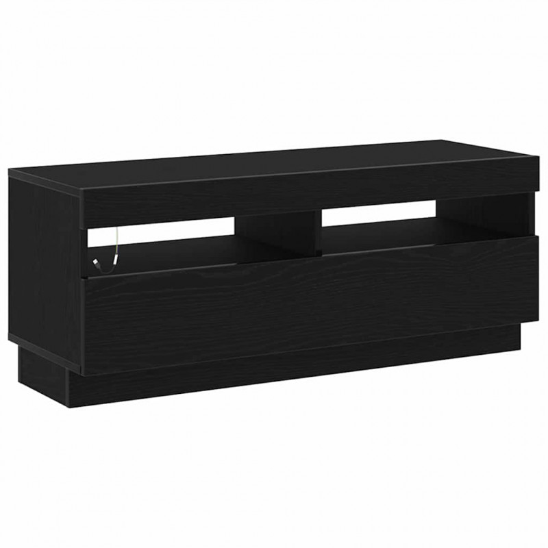 Szafka pod telewizor Ze LED Lights Czarny Dąb 100 x 35 x 40 cm