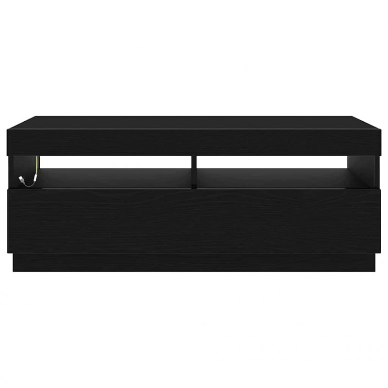 Szafka pod telewizor Ze LED Lights Czarny Dąb 100 x 35 x 40 cm