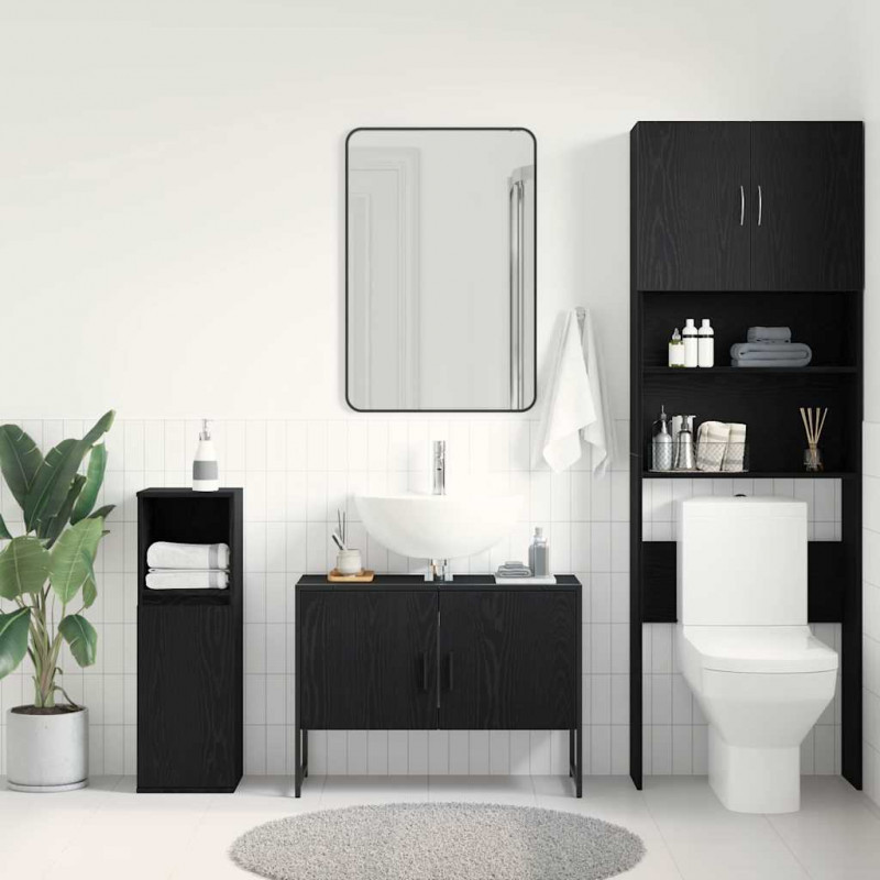 Szafka pod umywalkę z drzwiami Czarny Dąb 80 x 30 x 60 cm