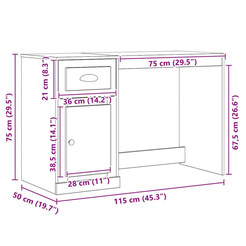 Biurko Stare drewno 50 x 115 x 75 cm Materiał drewnopochodny