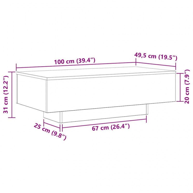 Stolik kawowy Czarny Dąb 100 x 49,5 x 31 cm