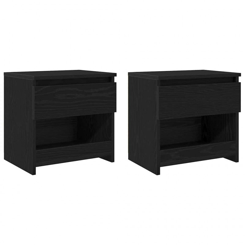 Szafka Nocna z szufladą 2 pcs Czarny Dąb 40 x 30 x 39 cm