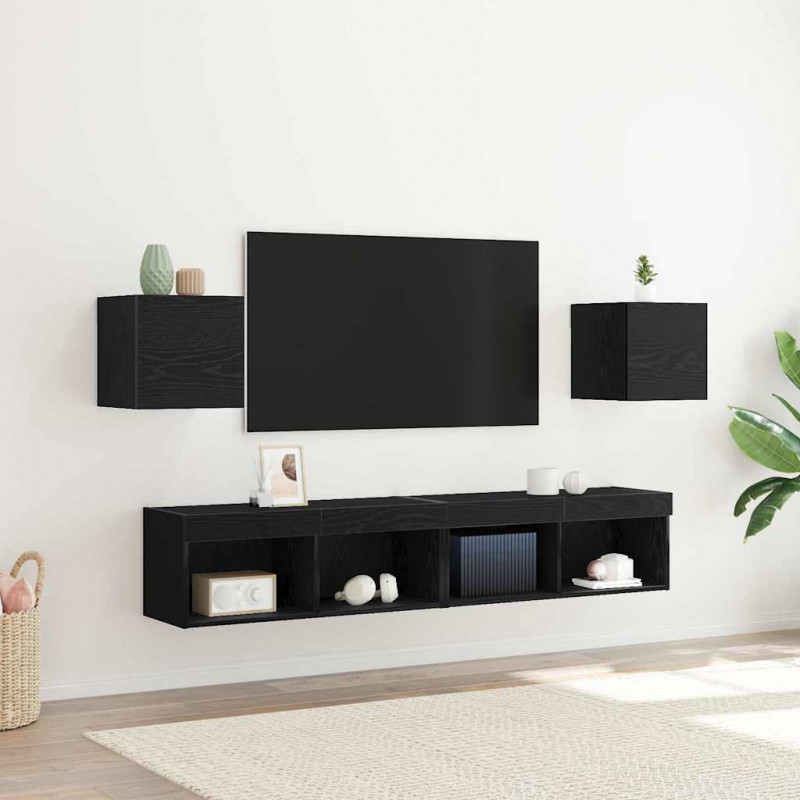 Szafka pod telewizor 2 pcs Czarny Dąb 30,5 x 30 x 30 cm