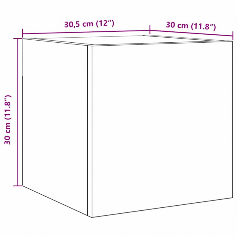 Szafka pod telewizor 2 pcs Czarny Dąb 30,5 x 30 x 30 cm