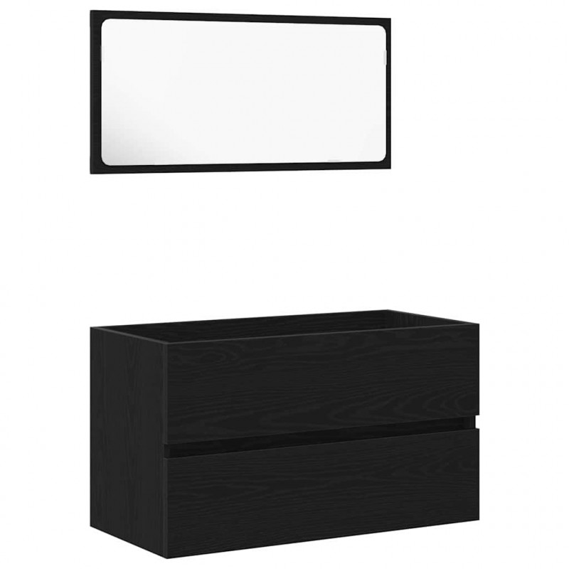 Zestaw mebli łazienkowych z szufladą Z lustrem 2 pcs Czarny Dąb