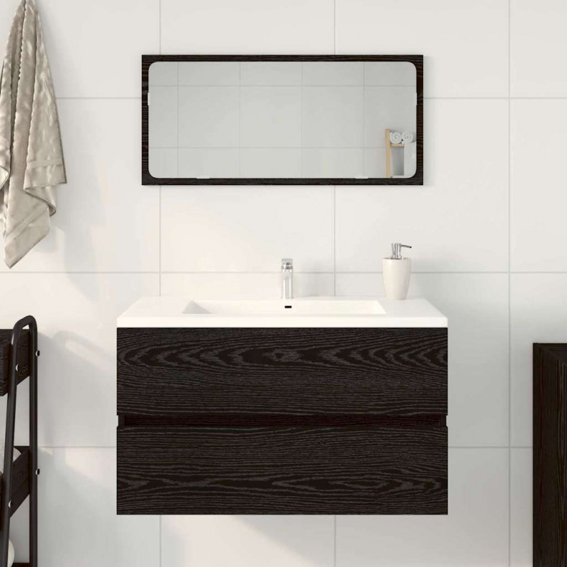 Zestaw mebli łazienkowych z szufladą Z lustrem 2 pcs Czarny Dąb