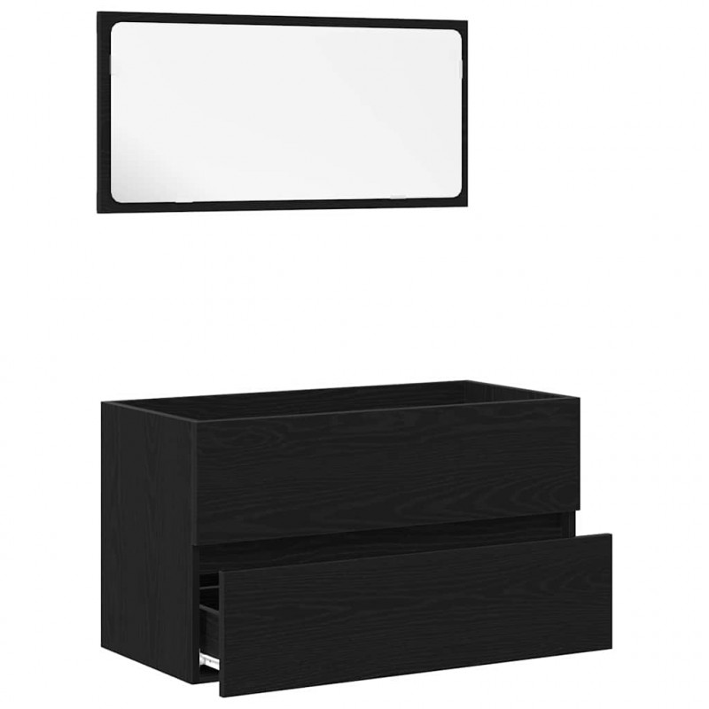 Zestaw mebli łazienkowych z szufladą Z lustrem 2 pcs Czarny Dąb