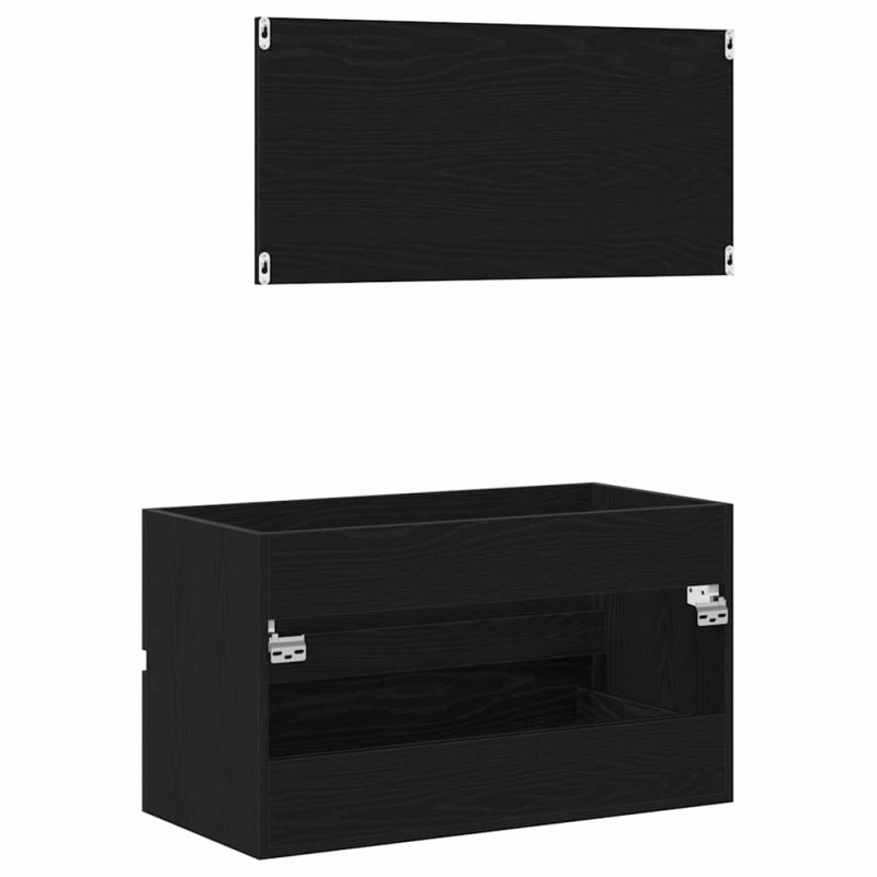 Zestaw mebli łazienkowych z szufladą Z lustrem 2 pcs Czarny Dąb