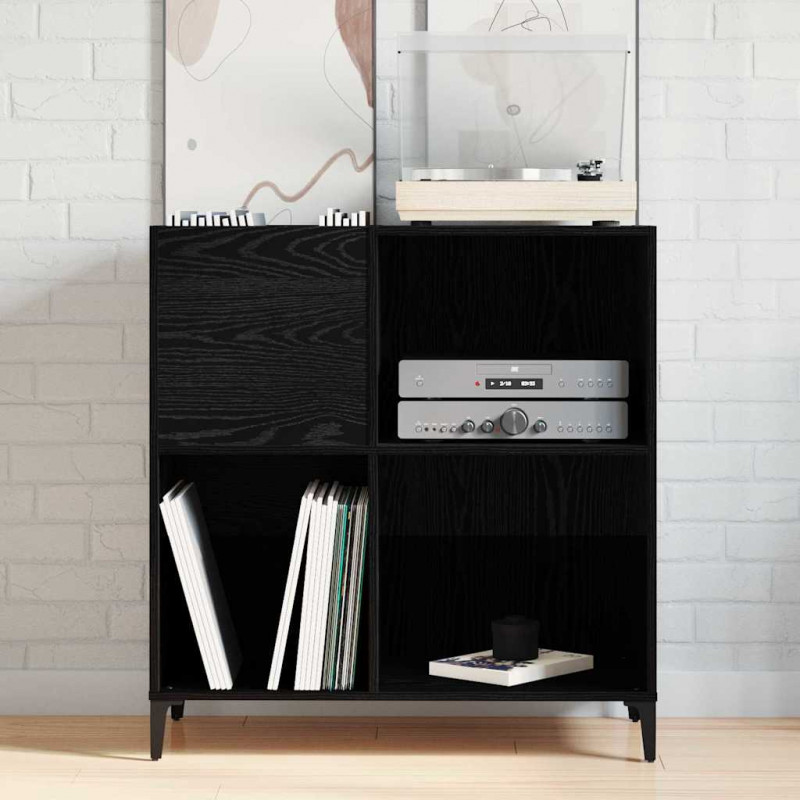 Szafka na płyty winylowe z półką Czarny Dąb 84,5 x 38 x 89 cm
