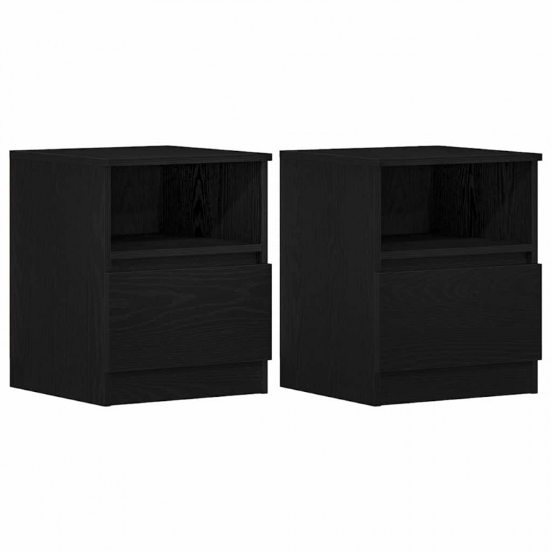Szafka Nocna z szufladą 2 pcs Czarny Dąb 40 x 40 x 50 cm