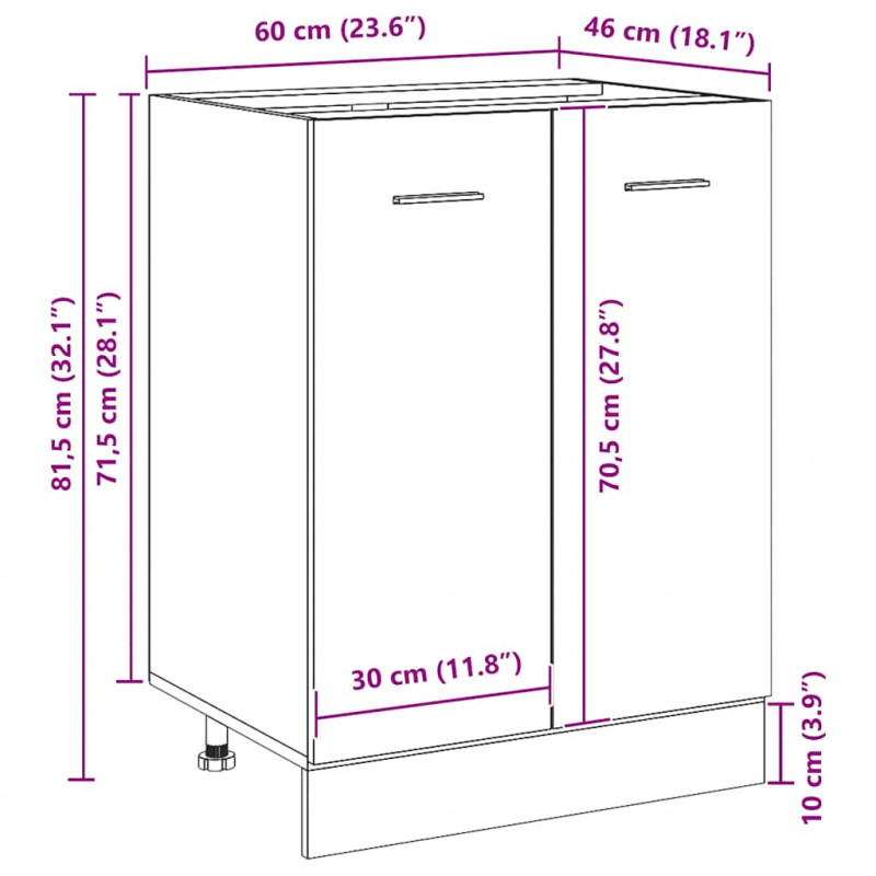 Szafka Dolna Czarny Dąb 60x46x81,5 cm Płyta Inżynieryjna