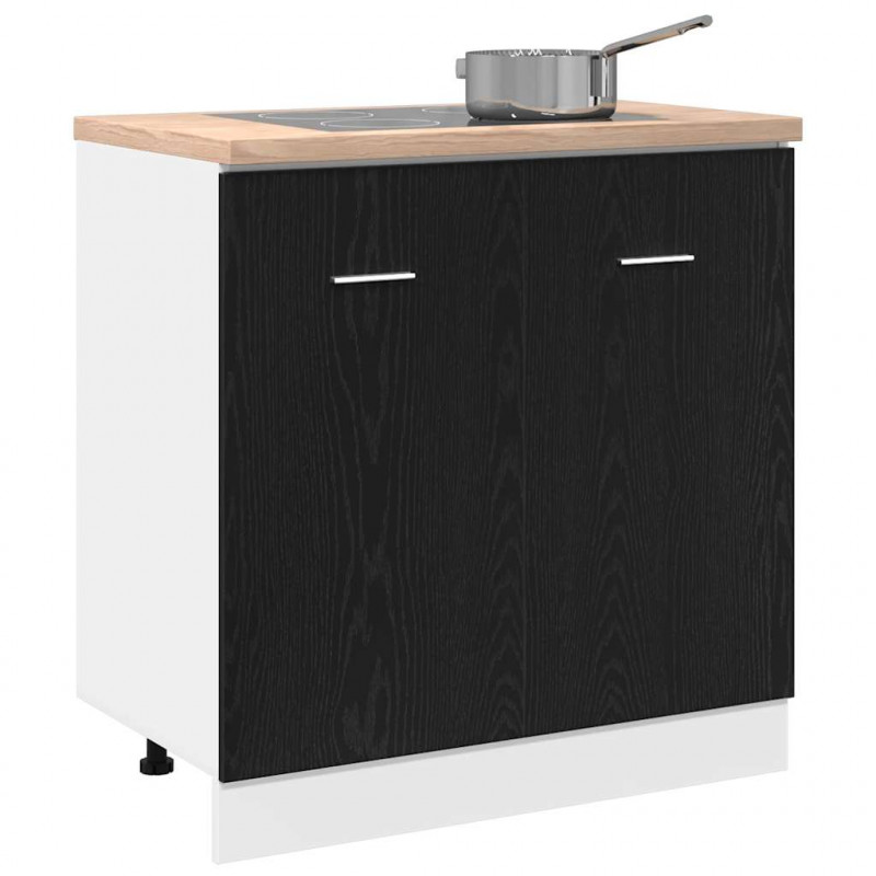 Szafka pod zlewozmywak Czarna dąb 80x46x81,5 cm Drewno kompozytowe