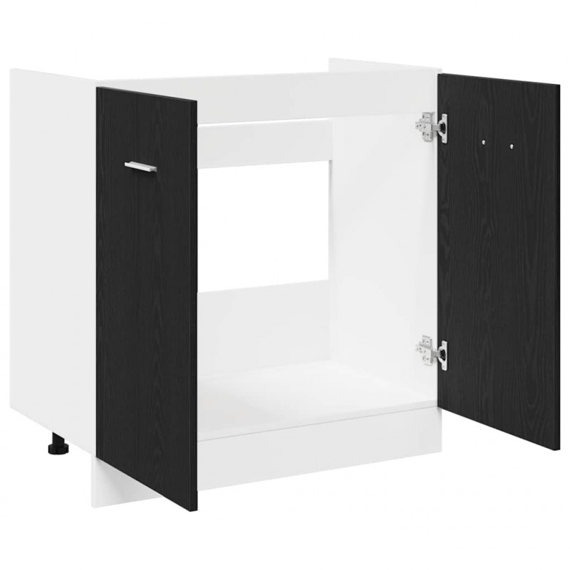 Szafka pod zlewozmywak Czarna dąb 80x46x81,5 cm Drewno kompozytowe