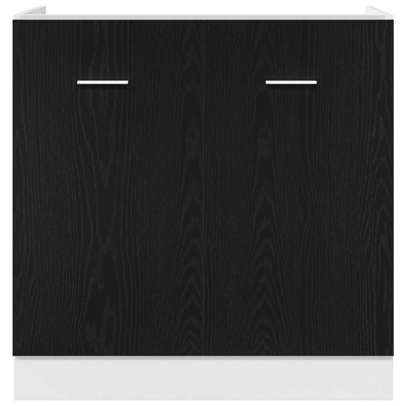 Szafka pod zlewozmywak Czarna dąb 80x46x81,5 cm Drewno kompozytowe