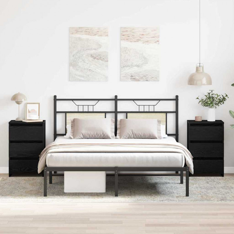 Szafka Nocna z szufladą 2 pcs Czarny Dąb 40 x 35 x 62,5 cm