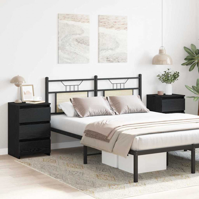 Szafka Nocna z szufladą 2 pcs Czarny Dąb 40 x 35 x 62,5 cm