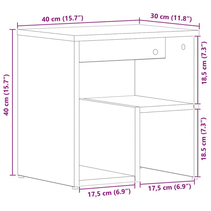 Szafka Nocna 2 pcs Czarny Dąb 40 x 30 x 40 cm
