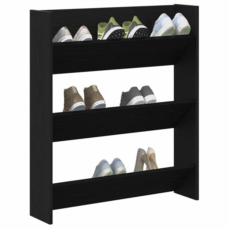 Szafka na buty z półką Czarny Dąb 80 x 18 x 90 cm