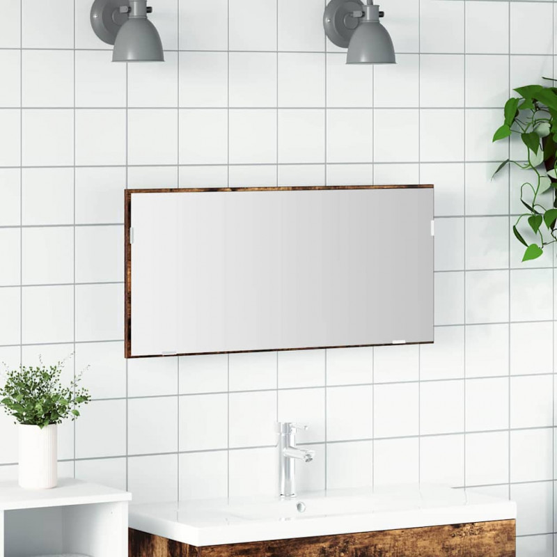 Lustro Z lustrem Brązowy 80 x 37 cm Szkło i drewno inżynieryjne