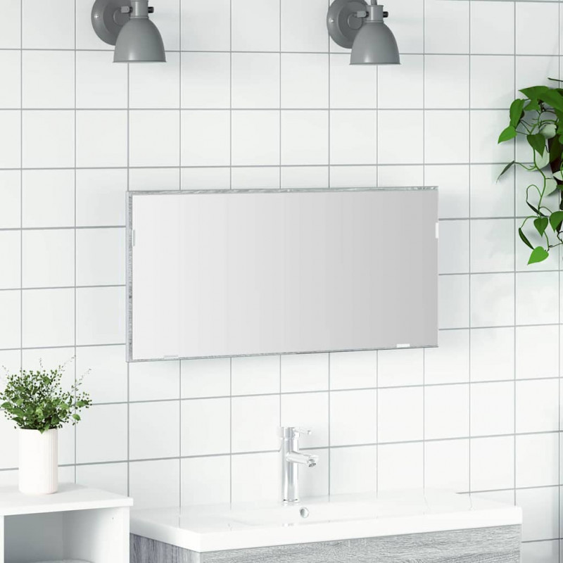 Lustro Ze LED Lights Z lustrem Wysoki szary sonoma 80 x 37 cm