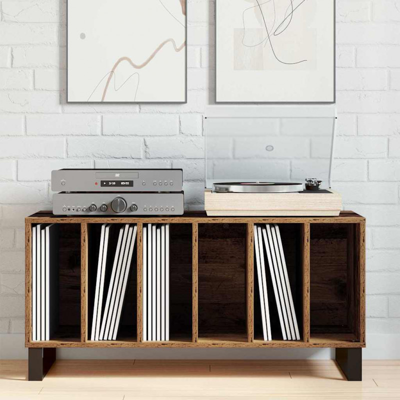 Szafka na płyty winylowe z półką Stare drewno 100 x 38 x 48 cm