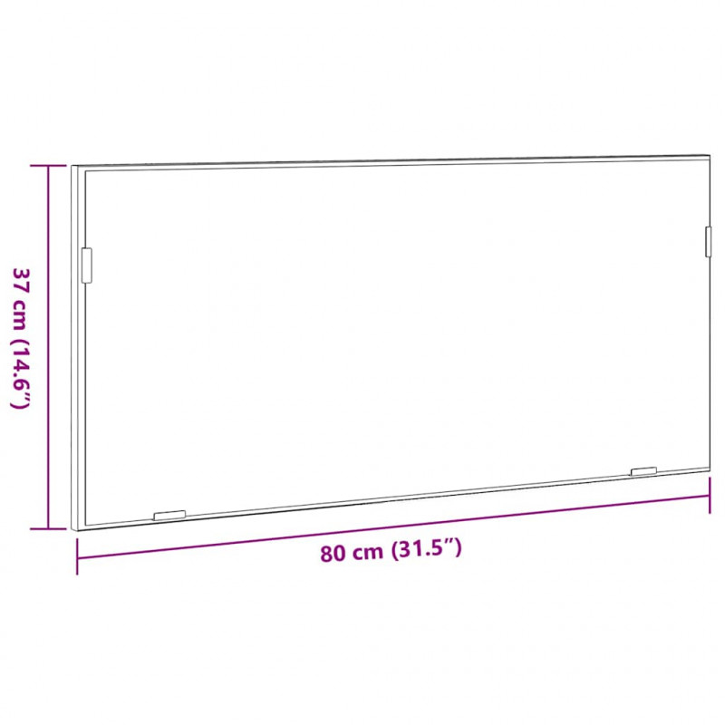 Lustro Czarny dąb 80 x 37 cm Szkło i drewno inżynieryjne