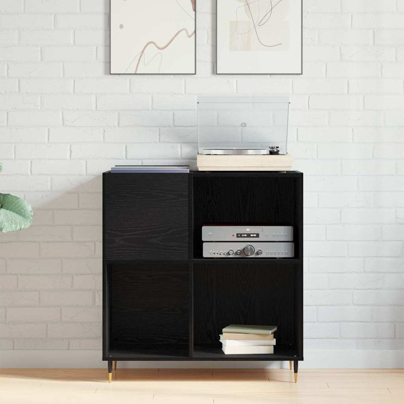 Szafka na płyty winylowe z półką Czarny Dąb 85 x 38 x 89 cm