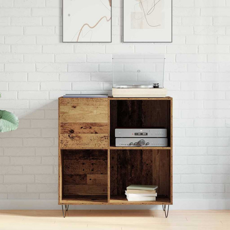 Szafka na płyty winylowe z półką Stare drewno 85 x 38 x 89 cm