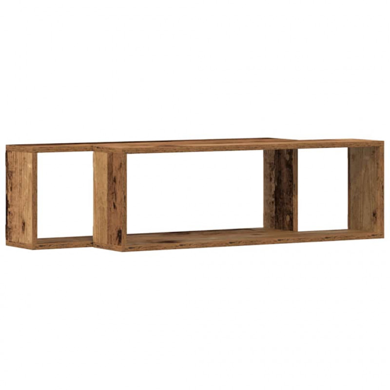 Półki ścienne z półką 2 pcs Stare drewno 80 x 15 x 26 cm