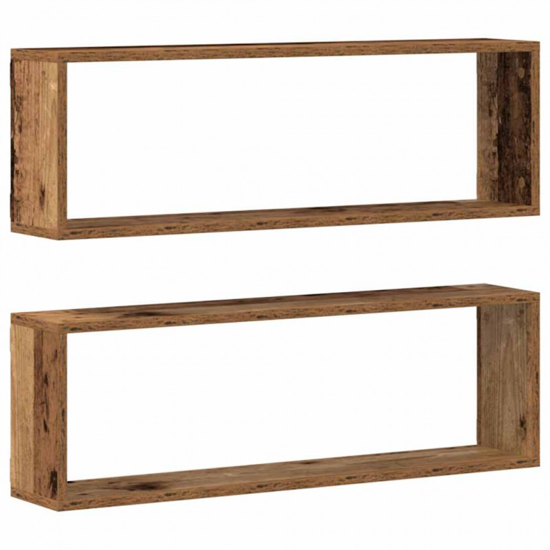 Półki ścienne z półką 2 pcs Stare drewno 80 x 15 x 26 cm