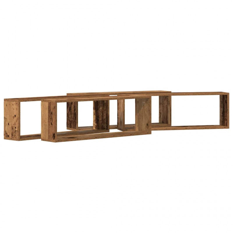 Półki ścienne z półką 4 pcs Stare drewno 80 x 15 x 26 cm