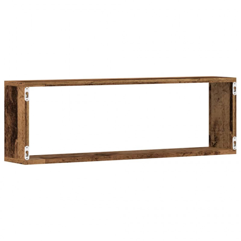 Półki ścienne z półką 4 pcs Stare drewno 80 x 15 x 26 cm